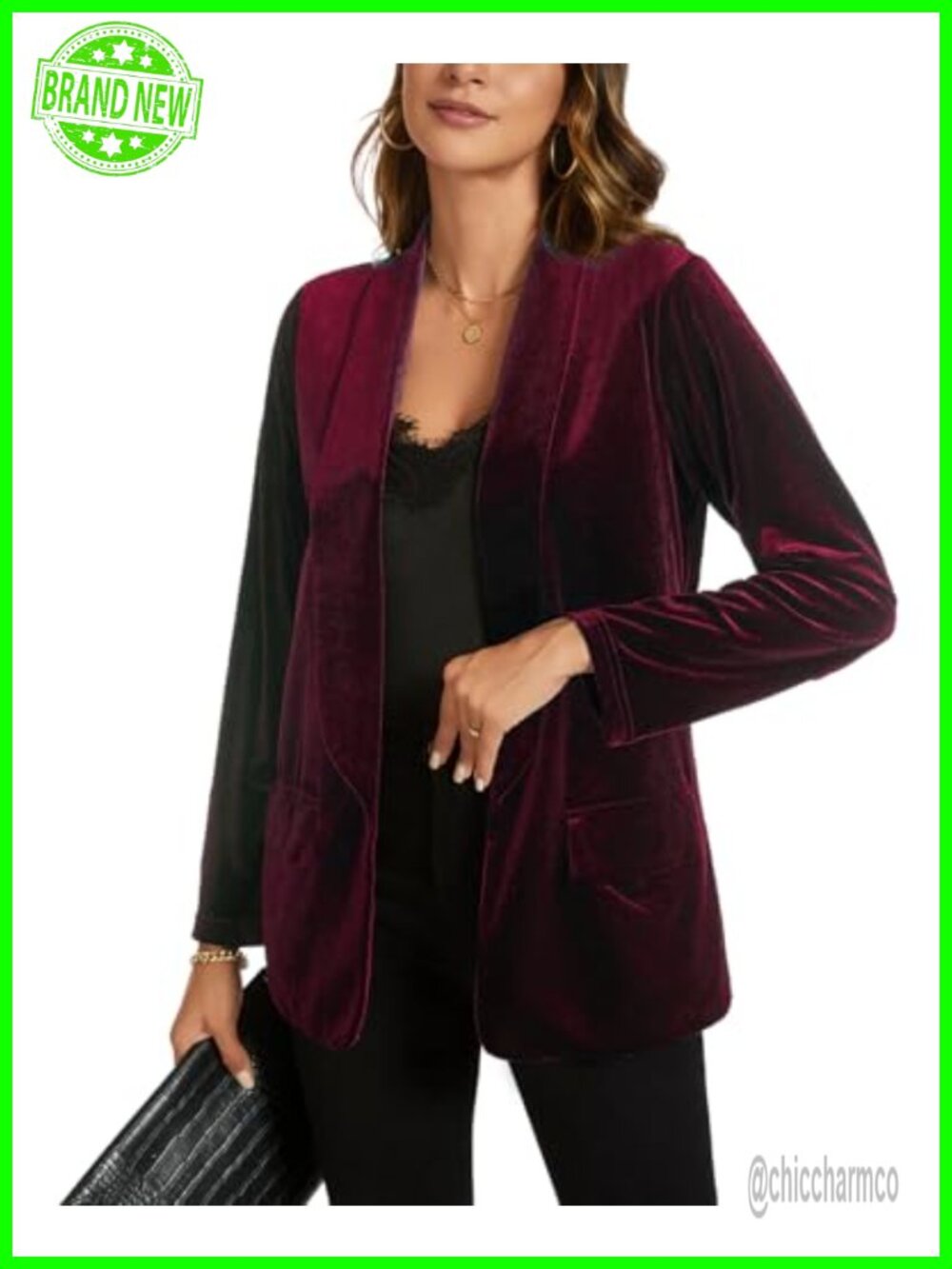 Velvet Blazer Jacket Lapel Button Long Sleeve Suit Blazer for Women